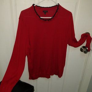 Talbots Red Sweater with Black Trim Size XL